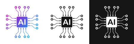 Artificial intelligence cpu icon in flat style. Microchip for AI generation vector illustration on isolated background. Prompt algorithm sign business concept.のイラスト素材