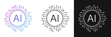 Artificial intelligence cpu icon in flat style. Microchip for AI generation vector illustration on isolated background. Prompt algorithm sign business concept.のイラスト素材