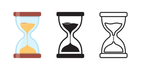 Hourglass icon in flat style. Sandglass vector illustration on isolated background. Sand clock sign...