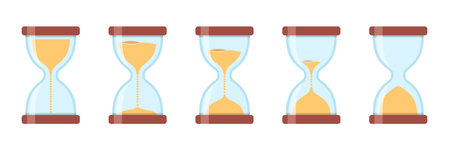 Hourglass icon in flat style. Sandglass vector illustration on isolated background. Sand clock sign business concept.のイラスト素材