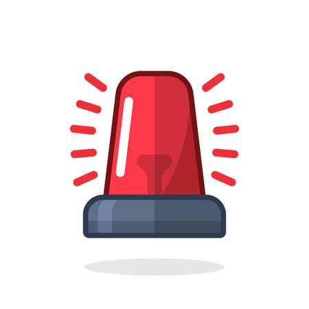 Alarm siren icon in flat style. Emergency lamp vector illustration on isolated background. Ambulance and police light bulb sign business concept.のイラスト素材
