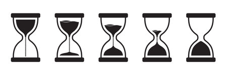 Hourglass icon in flat style. Sandglass vector illustration on isolated background. Sand clock sign business concept.のイラスト素材