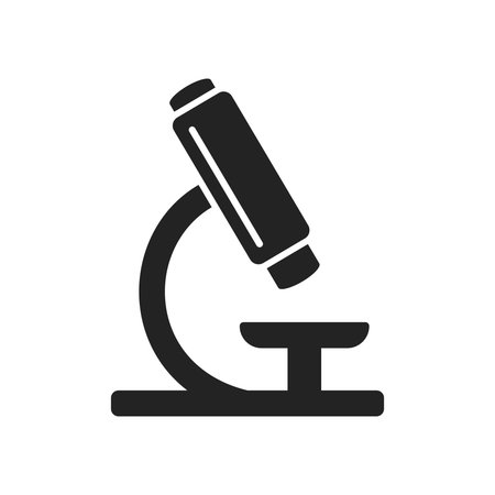 Microscope icon in flat style. Laboratory analysis vector illustration on isolated background. Biological research sign business concept.のイラスト素材