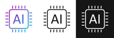 Artificial intelligence cpu icon in flat style. Microchip for AI generation vector illustration on isolated background. Prompt algorithm sign business concept.のイラスト素材
