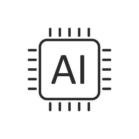 Artificial intelligence cpu icon in flat style. Microchip for AI generation vector illustration on isolated background. Prompt algorithm sign business concept.のイラスト素材