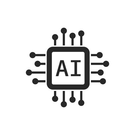 Artificial intelligence cpu icon in flat style. Microchip for AI generation vector illustration on isolated background. Prompt algorithm sign business concept.のイラスト素材