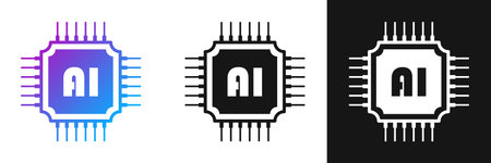 Artificial intelligence cpu icon in flat style. Microchip for AI generation vector illustration on isolated background. Prompt algorithm sign business concept.のイラスト素材