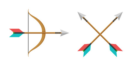 Archer bow icon in flat style. Archery weapon vector illustration on isolated background. Hunter target sign business concept.のイラスト素材