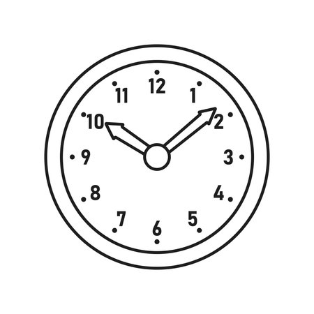 Analog clock icon in outline stroke flat style. Circle watch vector illustration on isolated...