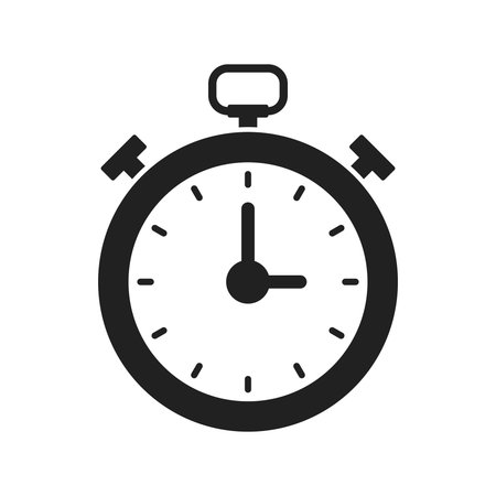 Analog clock icon in flat style. Circle watch vector illustration on isolated background. Stopwatch...