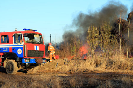 Fire trucks in the service of people