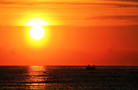 sunrise over the seaの写真素材