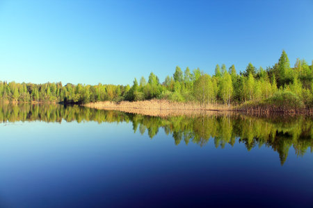 reflection on waterの写真素材