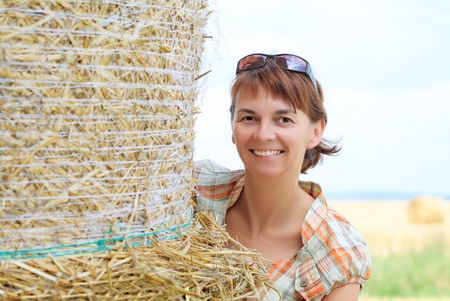 A woman on a strawの写真素材