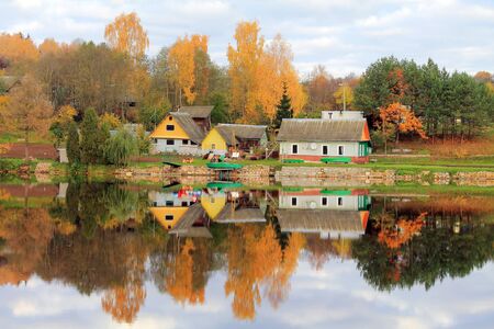 autumn in the villageの写真素材