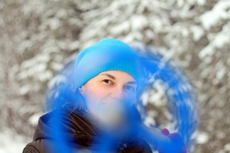 woman with skis winter sportの写真素材