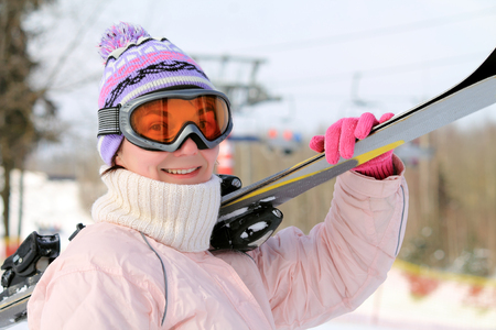 woman with skisの写真素材