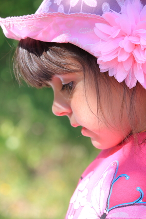 girl plays in nature in the afternoonの写真素材