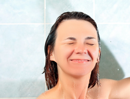 woman in the bathroomの写真素材