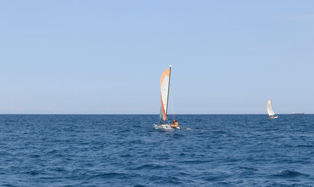 sailing on the sea in summer