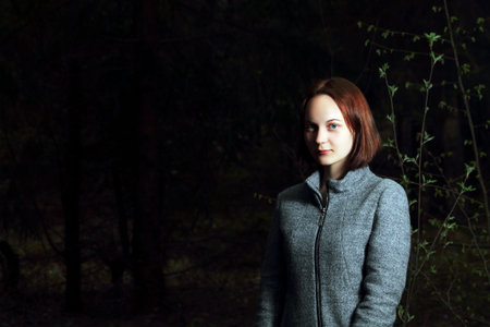 portrait of a woman on a walkの写真素材