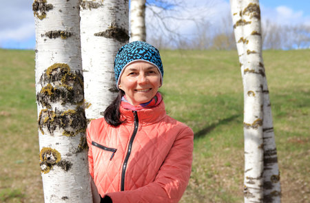 Athletic woman on a walkの写真素材