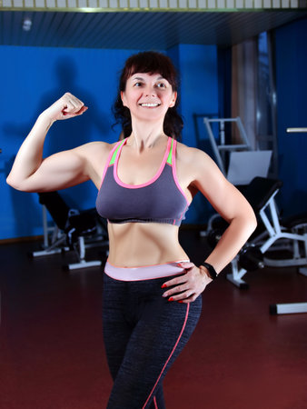 athletic woman in training in the clubの写真素材