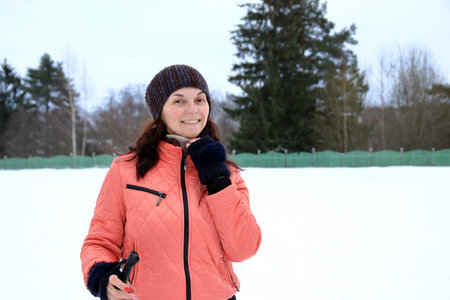 winter portrait of a woman in nature