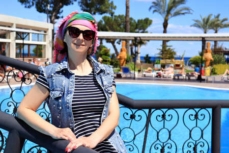 portrait of a woman at the resortの写真素材