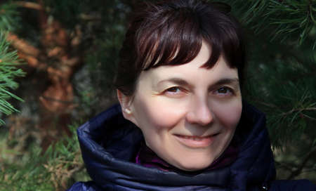 Woman portrait in the forestの写真素材