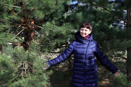 Woman portrait in the forestの写真素材