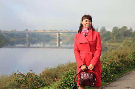 Portrait of a woman in the parkの写真素材