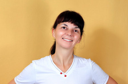 portrait of a woman with a smileの写真素材