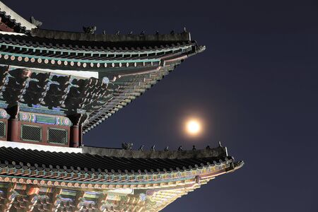 Gyeongbokgung Palace at night in Seoul,south Korea.のeditorial素材