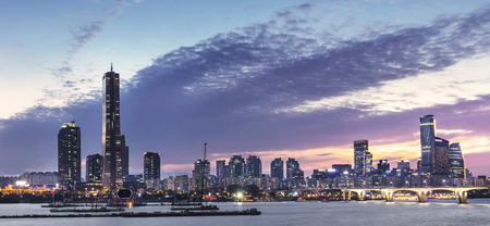 Seoul Panorama at sunset South Korea.の写真素材