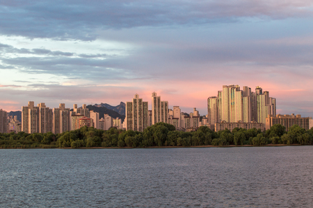 sunset clouds at seoul korea.の写真素材