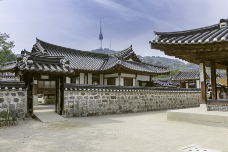 Korea Old House at Namsangol Hanok Village in Seoul South Korea.のeditorial素材