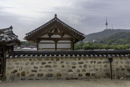 Korea Old House at Namsangol Hanok Village in Seoul South Korea.のeditorial素材