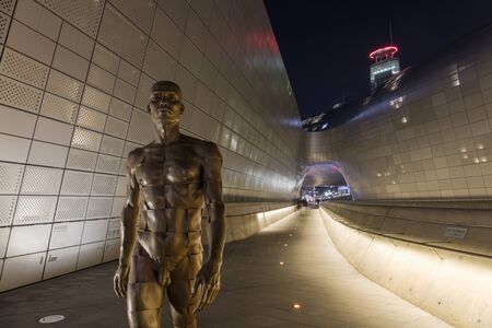 SEOUL, SOUTH KOREA - NOVEMBERÂ 20: Dongdaemun Design Plaza at Night, New development in Seoul, designed by Zaha Hadid. Photo taken  NovemberÂ 20, 2016 in Seoul, South Korea.のeditorial素材
