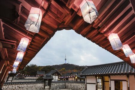Korea Old House at Namsangol Hanok Village in Seoul South Korea.のeditorial素材