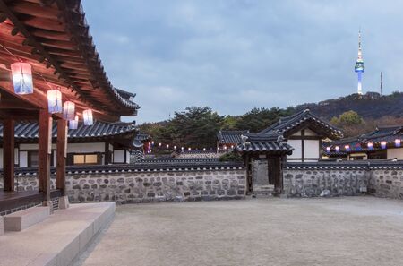 Korea Old House at Namsangol Hanok Village in Seoul South Korea.のeditorial素材
