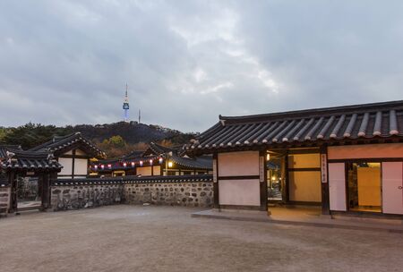 Korea Old House at Namsangol Hanok Village in Seoul South Korea.のeditorial素材