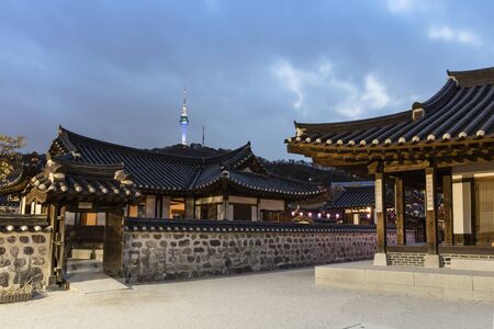 Korea Old House at Namsangol Hanok Village in Seoul South Korea.のeditorial素材