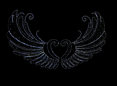 LED Light Angel wing on black backgroundの写真素材