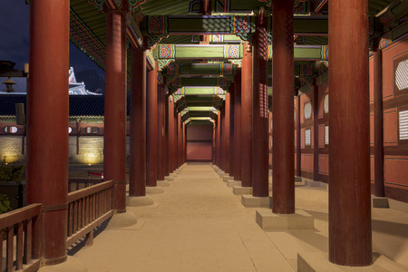 Gyeongbokgung Palace at night in Seoul,south Korea.のeditorial素材