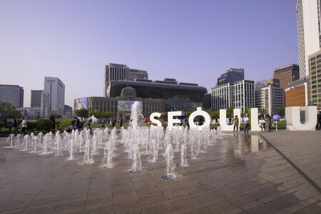 SEOUL, SOUTH KOREA - APRIL 29: City Hall Seoul Plaza (Seoul Square) Photo taken on April 29 2018 in Seoul South Korea.のeditorial素材