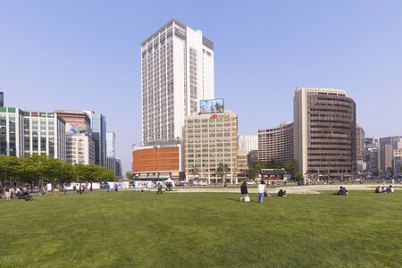 SEOUL, SOUTH KOREA - APRIL 29: City Hall Seoul Plaza (Seoul Square) Photo taken on April 29 2018 in Seoul South Korea.のeditorial素材