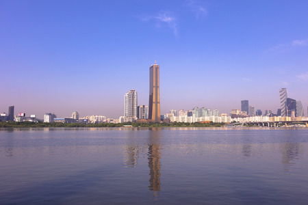 Seoul Hangang Park at Yeouido in the summer  in Seoul, South Korea.のeditorial素材