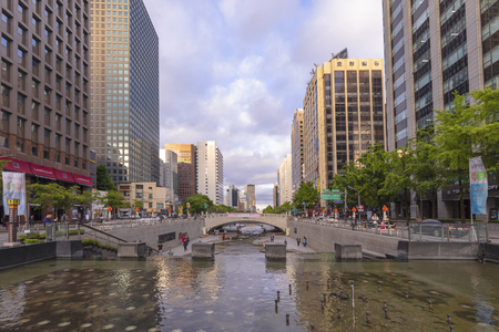 SEOUL, SOUTH KOREA - MAY 18: Cheonggyecheon Stream photo taken on may 18, 2018 in Seoul South Koreaのeditorial素材