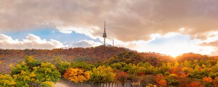 Autumn at Seoul tower Located on Namsan Mountain in Seoul, South Korea.の写真素材